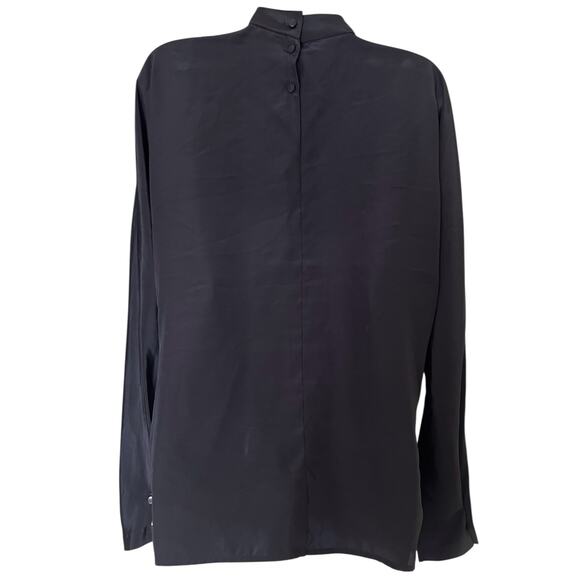 REGINA PORTER VTG Black High neck satin long sleeve high collar blouse sz 12 - Picture 3 of 8